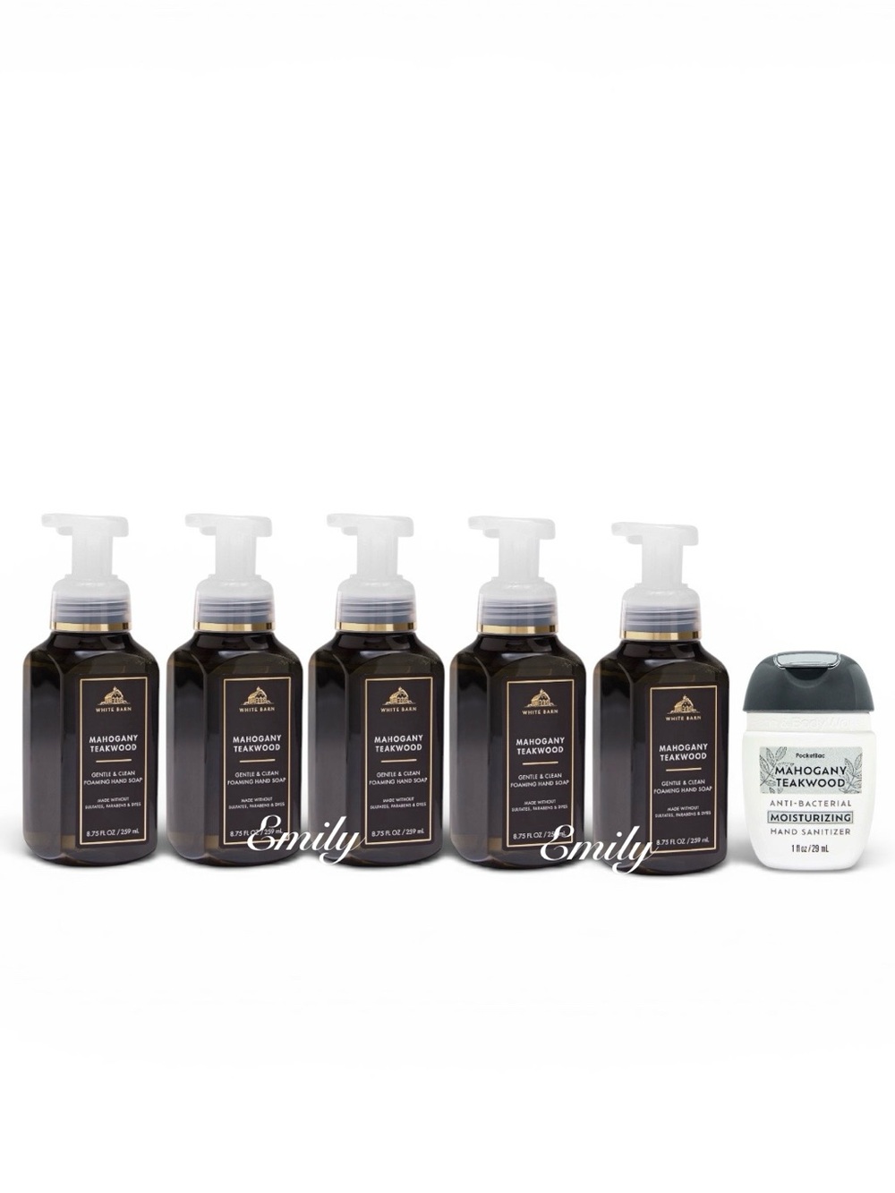 5X White Barn MAHOGANY TEAKWOOD Foaming Hand Soap 8.75 fl oz Set